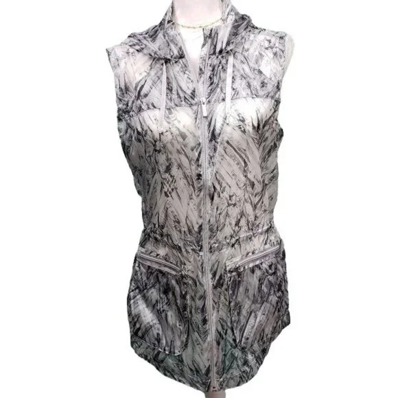 ATHLETA Inspire Hoodie Sheer Vest Cobblestone Jacket S NWOT - Picture 2 of 8